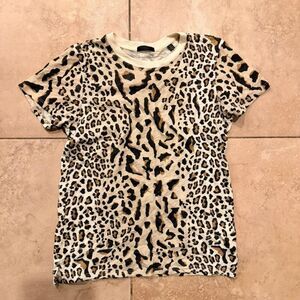 ATM Anthony Thomas Melillo Leopard Print SlubTee Beige Black Animal Print Size S
